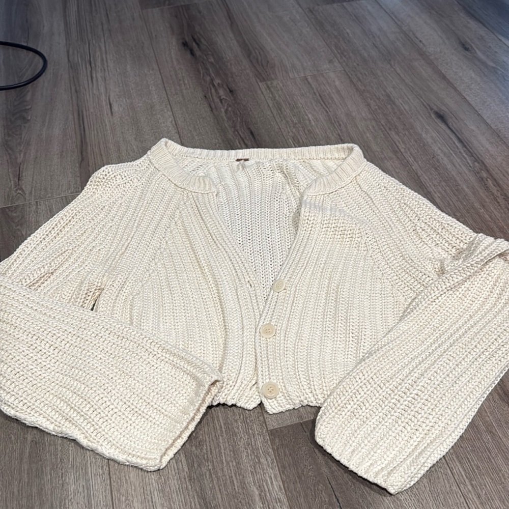 FREE PEOPLE CARDIGAN BELL SLEEZE LARGE CRÈME